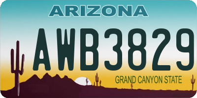 AZ license plate AWB3829