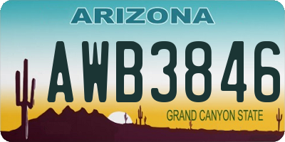 AZ license plate AWB3846