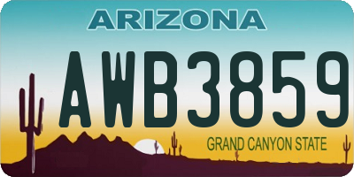 AZ license plate AWB3859