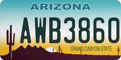 AZ license plate AWB3860