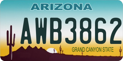 AZ license plate AWB3862