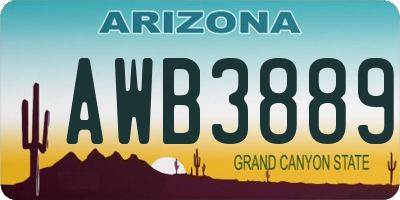 AZ license plate AWB3889