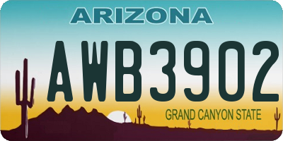 AZ license plate AWB3902