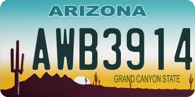 AZ license plate AWB3914