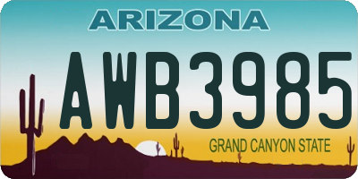 AZ license plate AWB3985