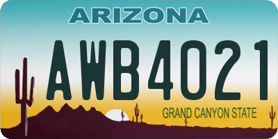 AZ license plate AWB4021