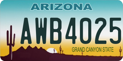 AZ license plate AWB4025