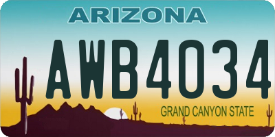 AZ license plate AWB4034