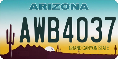 AZ license plate AWB4037