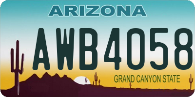 AZ license plate AWB4058