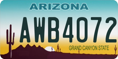 AZ license plate AWB4072