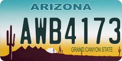 AZ license plate AWB4173