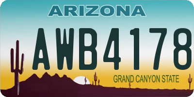 AZ license plate AWB4178