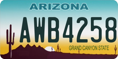 AZ license plate AWB4258