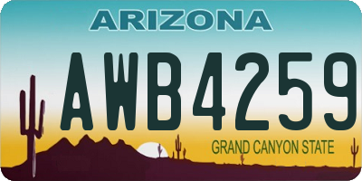 AZ license plate AWB4259