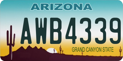 AZ license plate AWB4339