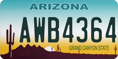 AZ license plate AWB4364