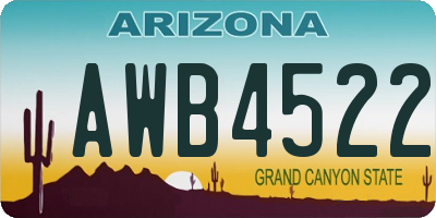 AZ license plate AWB4522