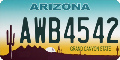 AZ license plate AWB4542