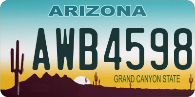 AZ license plate AWB4598