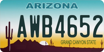 AZ license plate AWB4652