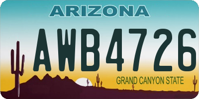 AZ license plate AWB4726