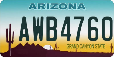 AZ license plate AWB4760
