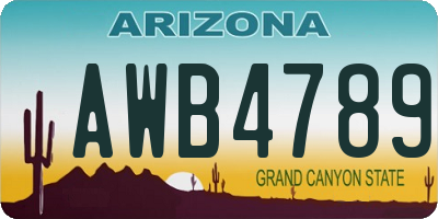AZ license plate AWB4789
