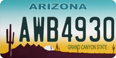 AZ license plate AWB4930