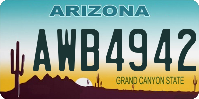 AZ license plate AWB4942