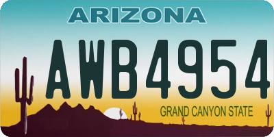 AZ license plate AWB4954