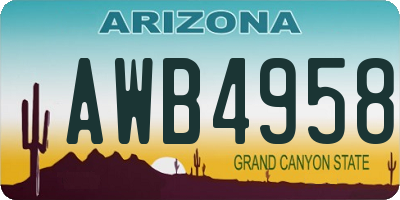 AZ license plate AWB4958