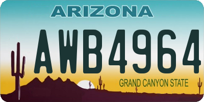 AZ license plate AWB4964