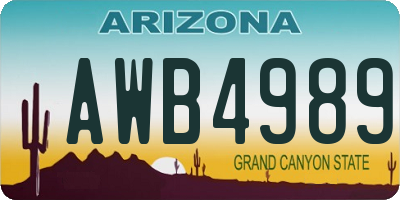 AZ license plate AWB4989