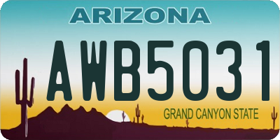 AZ license plate AWB5031