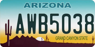 AZ license plate AWB5038