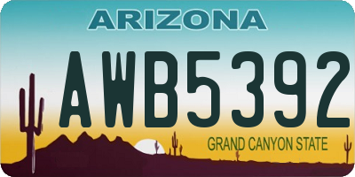 AZ license plate AWB5392