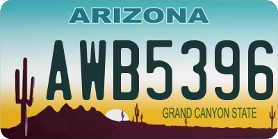 AZ license plate AWB5396