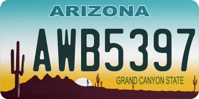 AZ license plate AWB5397