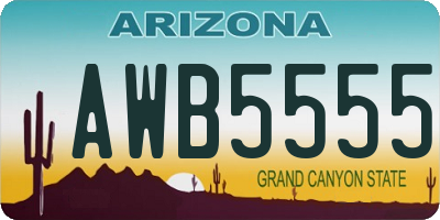 AZ license plate AWB5555