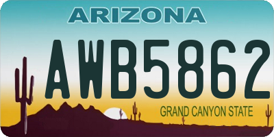 AZ license plate AWB5862