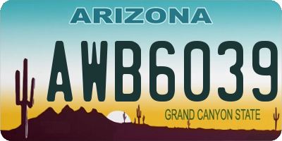 AZ license plate AWB6039