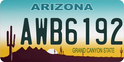 AZ license plate AWB6192