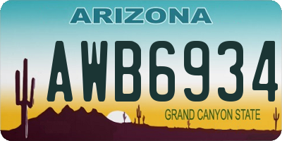 AZ license plate AWB6934
