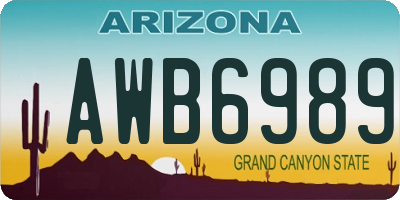 AZ license plate AWB6989