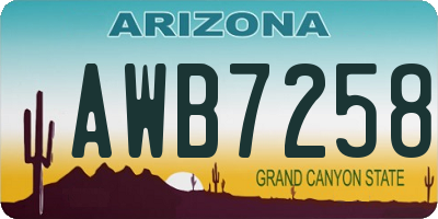 AZ license plate AWB7258