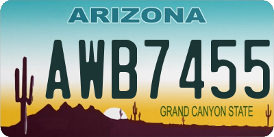 AZ license plate AWB7455
