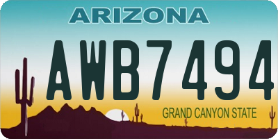 AZ license plate AWB7494