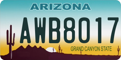 AZ license plate AWB8017