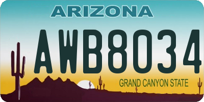 AZ license plate AWB8034